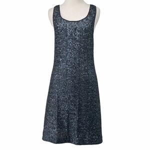 Alice + Olivia Blue Gray Sequin Dress Back Bow‎